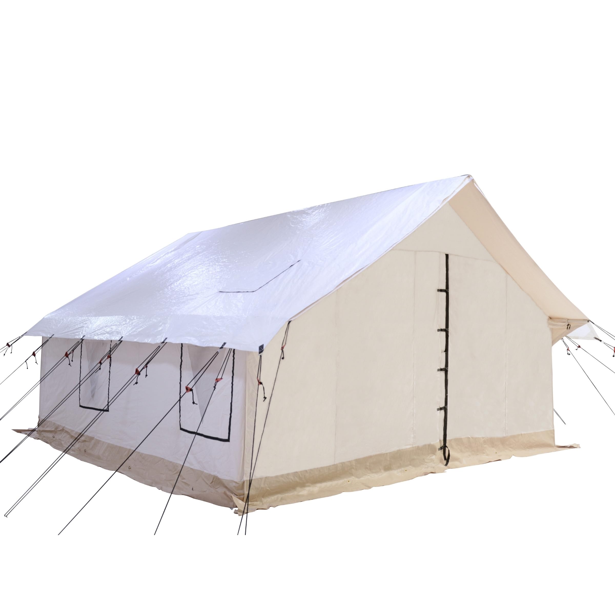 WHITEDUCK Alpha Canvas Wall Tent Waterproof 4 Season Outdoor Camping & Hunting Tent w/Heavy Duty Aluminum Frame, Best for Large Groups, Families & Outfitters (14'x16', Fire Water Repellent)