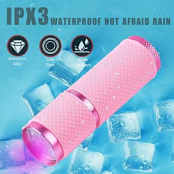POCKETMAN Mini Flashlights, 9 LED Flashlight and Handheld Torch Assorted Colors with 4pack, Small Portable LED Flashlights for Camping, Hiking, Outdoor (UV Light) [Energy Class A]