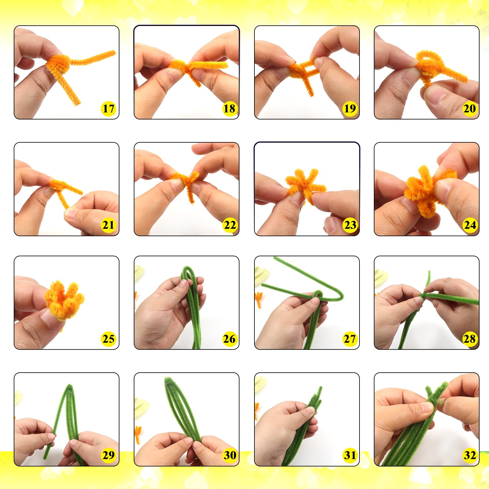 TOAOB Scovolini Ciniglia Colorati - 200 Pezzi In Arancione E Giallo Per Lavoretti Creativi E Fai Da Te - Foto 4