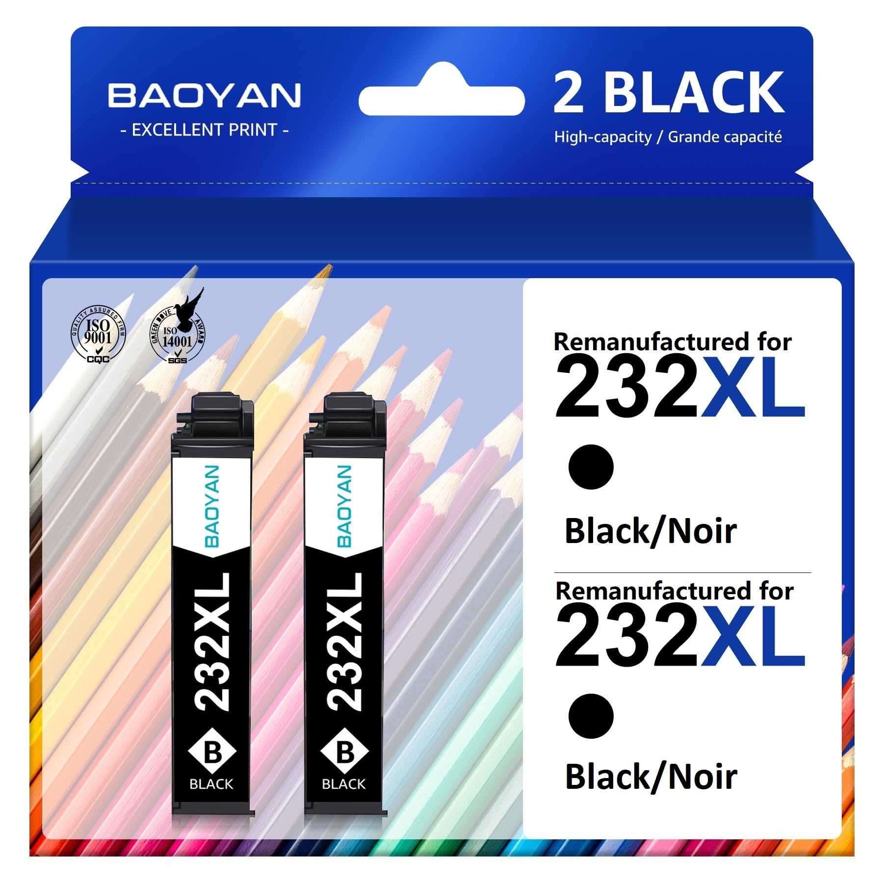 232XL T232 Ink Cartridges 2 Black Remanufactured for Epson 232XL Ink Cartridges Combo Pack for Expression Home XP-4200 XP-4205 Workforce WF-2930 WF-