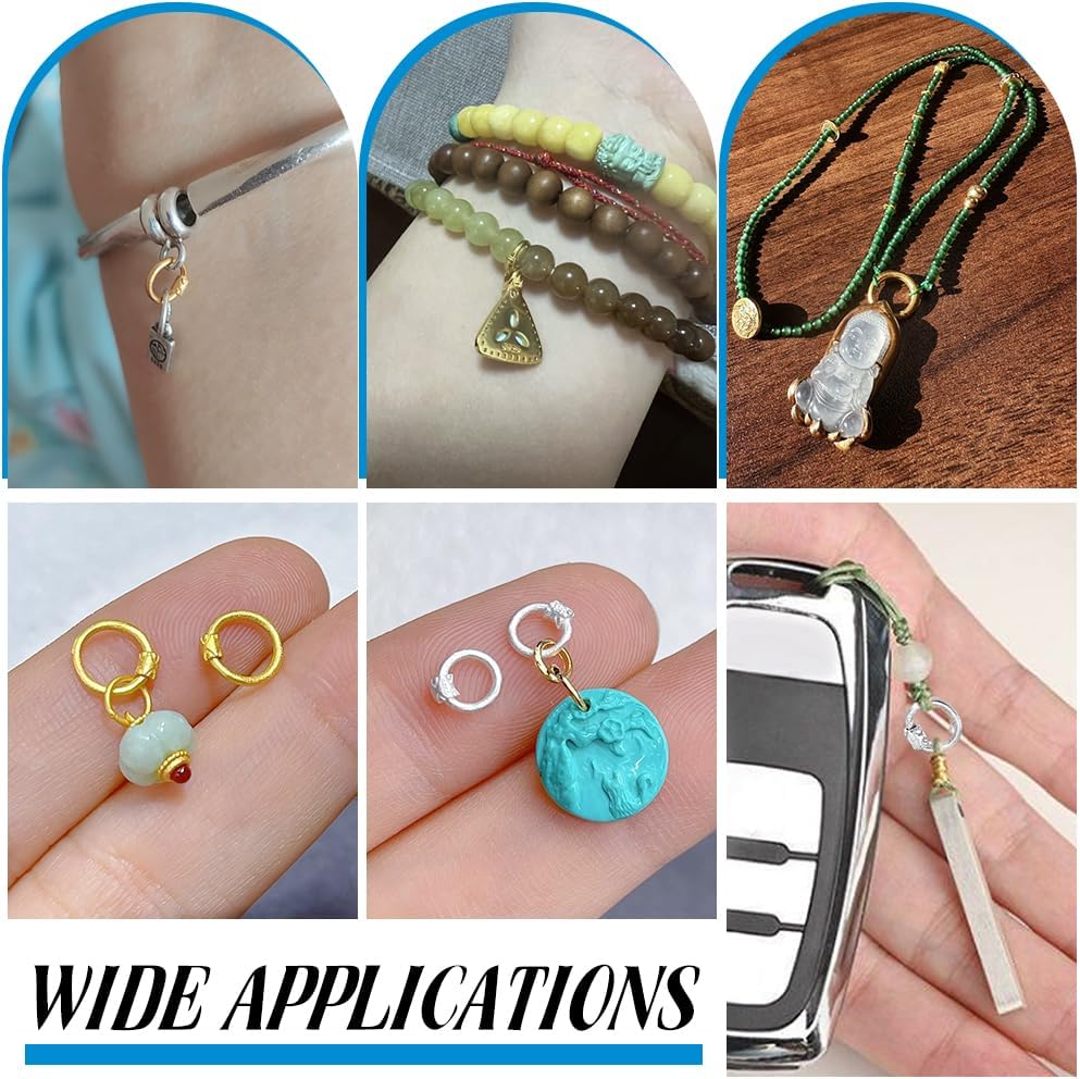 PH PandaHall 4pcs Sterling Silver Locking Jump Rings, 6mm Golden Crimp Jump Rings 18 Gauge Round O Ring Connector Chainmail Ring for DIY Bracelets Necklaces Pendants Chain Choker Making - Image 5