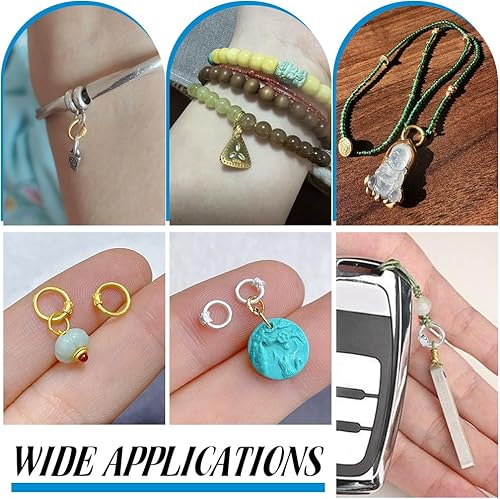 Vista 5 de PH PandaHall 4 anillos de plata de ley con bloqueo, anillo de conector de platino de 0.236 pulgadas, calibre 18, anillos de cadena de correo