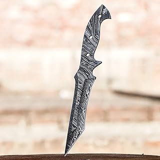 Handmade Damascus Steel Hunting Tanto Knife Blank Blade Fire Storm Pattern 11 Inches VK9047