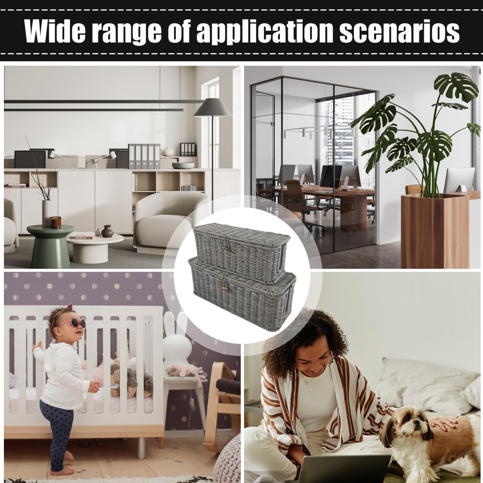 Scatola Gestione Cavi Contenitore Nascondi Prolunga Pet Friendly | Rattan Intrecciato a Mano Scrivania, Casa, TV, Computer, Router, Hub USB, Fili, Prese Multiple, Protezioni Da Sovratensione