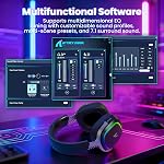 ATTACK SHARK G800 Sans fil ultraléger RGB Jeu casque programmable-Noir 7.1 Surround Sound,50mm Conducteurs,Padeaux d'oreille en mousse de mémoire,Wired/2.4Ghz/BT,Cadre en aluminium durable,Mic amovible pour PC Jeu Mac