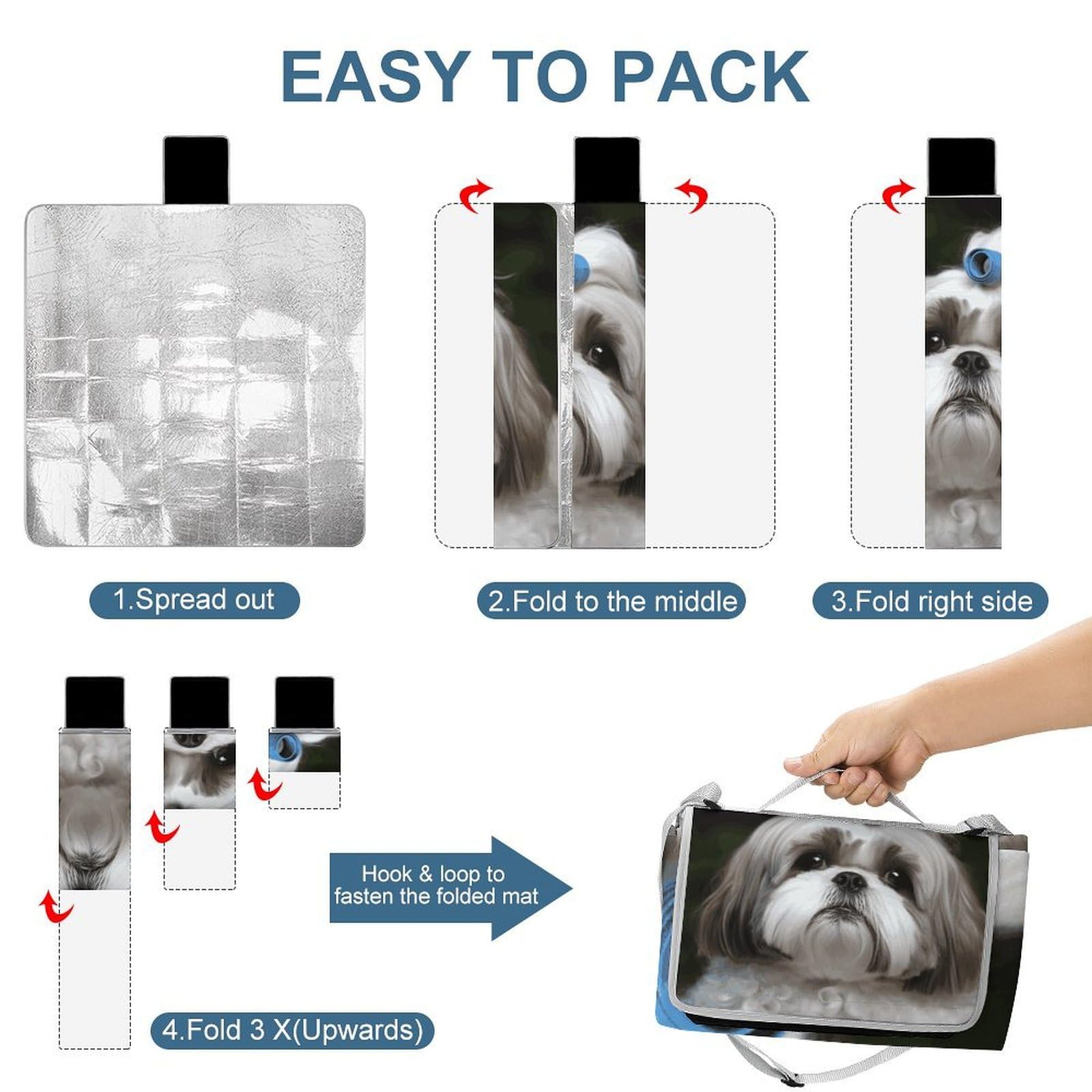 Shih Tzu Tappetino per cani pieghevole, coperta da spiaggia impermeabile, facile da pulire, coperta da viaggio, per primavera ed estate pascolo campeggio