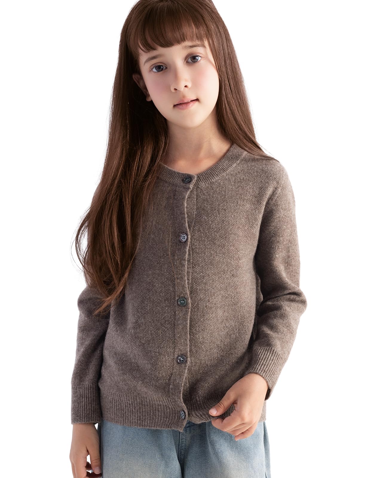 Chanyarn Mädchen Jungen 100% Merinowoll-Cardigan Herbst Winter First-Line Ready-to-Wear Rundkragen Langarm Nahtloser Pullover