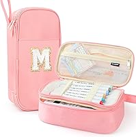 Vista 34 de Estuche Grande para Lápices, Bolsa de Lápices de Gran Capacidad, Bolsa de Lápices Personalizada con Inicial con Cremallera Suave, Múltiples