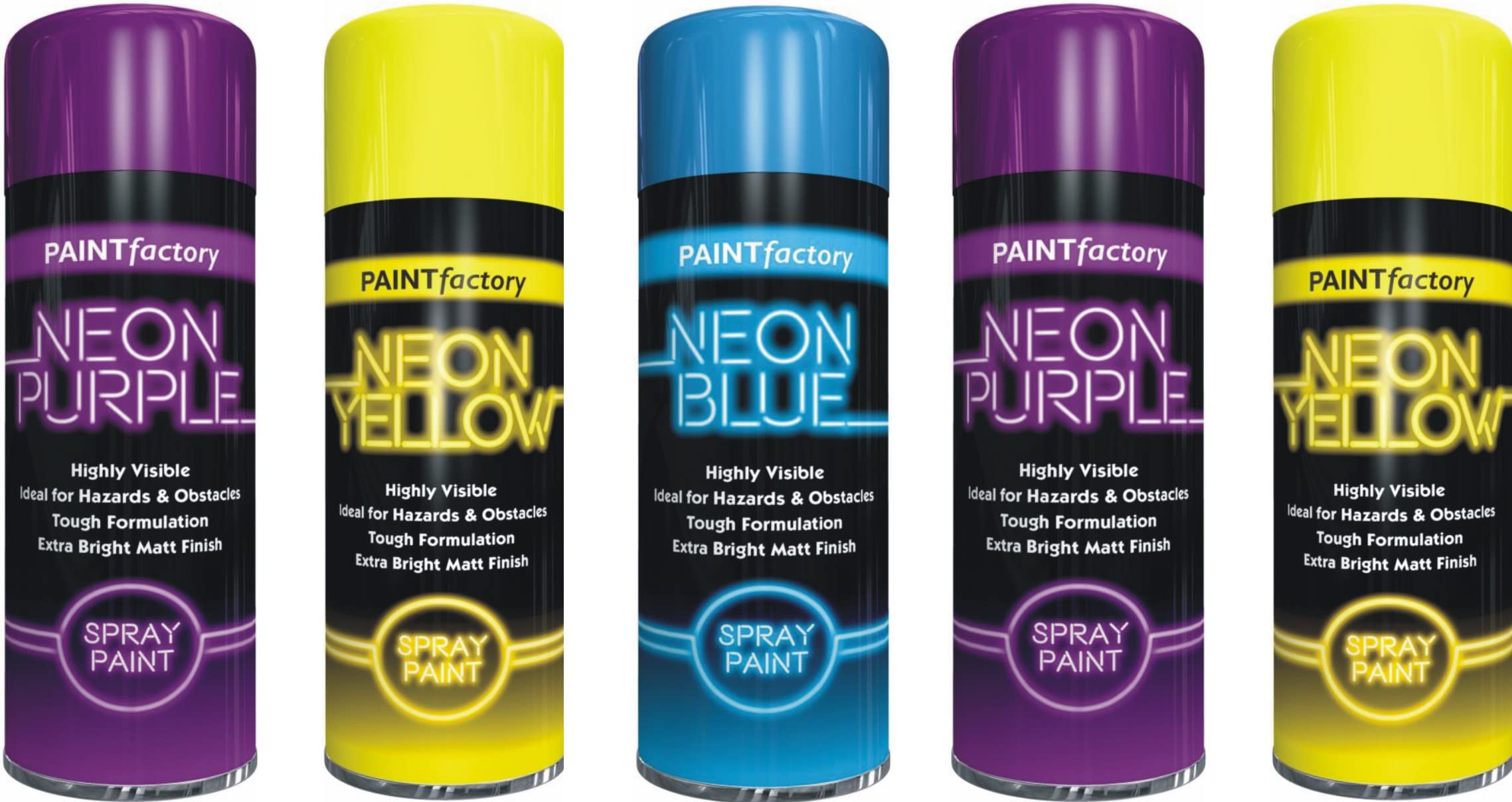 Hitlineuk Yellow Neon Spray Paint 5 Cans Of Fluorescent Neon Spray Can Paint 200Ml Graffiti Extra Bright Blue Purple