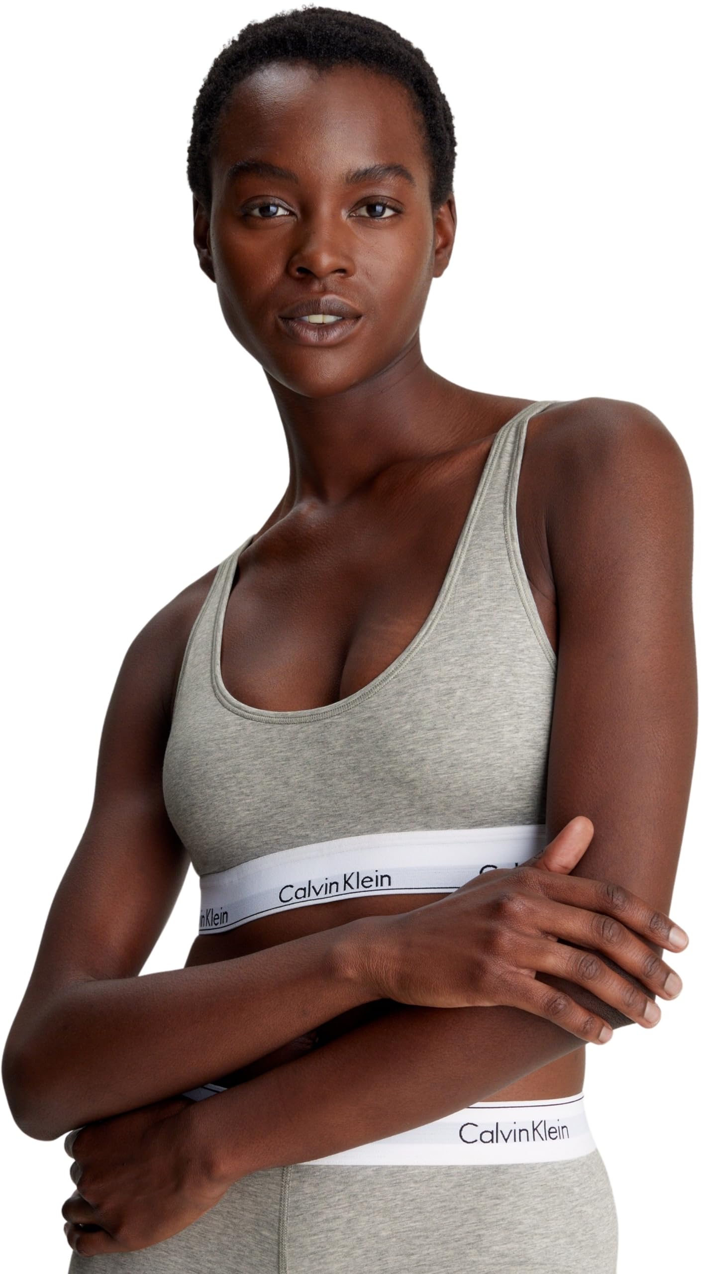 Calvin Klein Damen Bralette Grau mit Clipverschluss und Druckmuster (Größe XS)