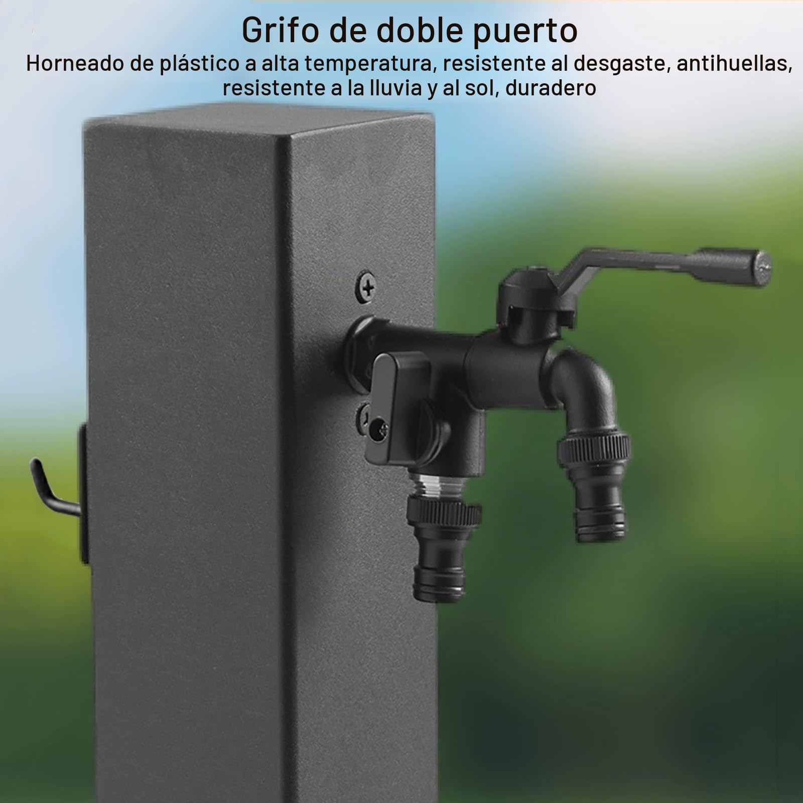 Columna de Agua Vertical Independiente para Jardín, Grifo Anticongelante de Acero Inoxidable para Exteriores, Columna Dispensadora de Agua, Poste para Fuente de Agua con Soporte para Manguera(H:60cm/2