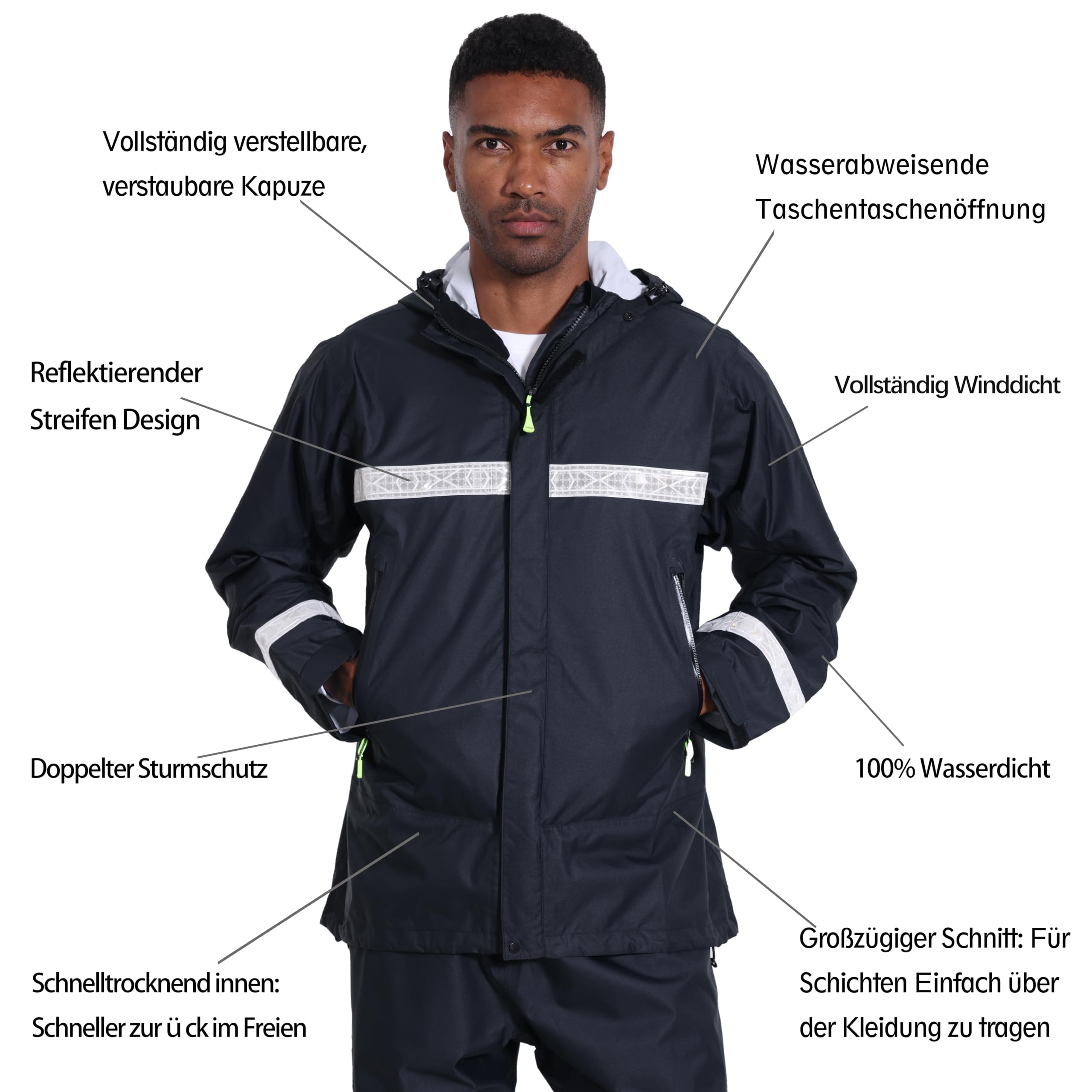 Combinaison Pluie Homme Imperméable, Tenue haute visibilité – Vêtement de travail, pêche et outdoor WS-902