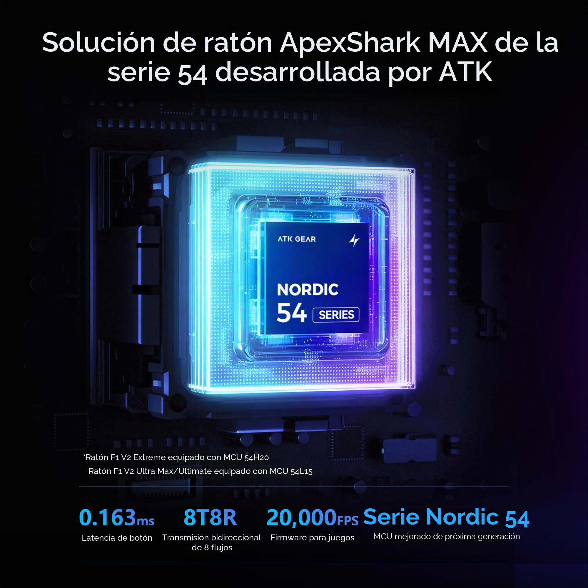 ATK Blazing Sky - Ratón inalámbrico para juegos F1 V2, 39 g, sensor ultra PAW3950, MCU, interruptores ópticos, 8K dual, modo dual 2.4G/cableado, batería de 250H (Ultimate, negro)