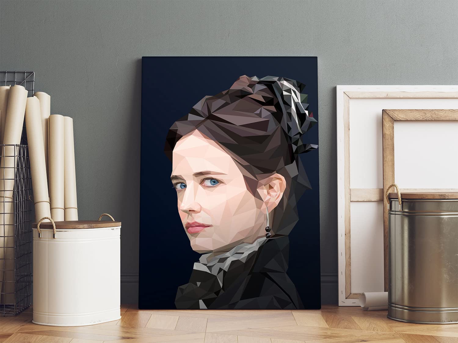 VERRE ART Printed Framed Canvas Painting for Home Decor Office Wall Studio Wall Living Room Decoration (14x22inch Wrapped) - Vanessa Ives Fictional character Lowpoly