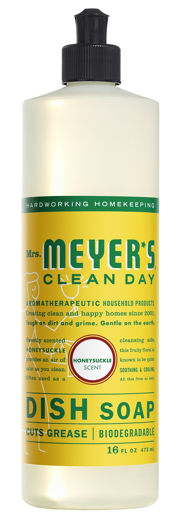 Mrs Meyers 17423 16 Oz Honeysuckle Liquid Dish Soap