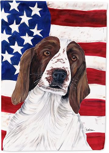 Miniatura 36 de Caroline's Treasures SS4017GF Bandera de Estados Unidos con Bulldog Inglés para jardín, bandera decorativa para patio exterior, patio, parterres,