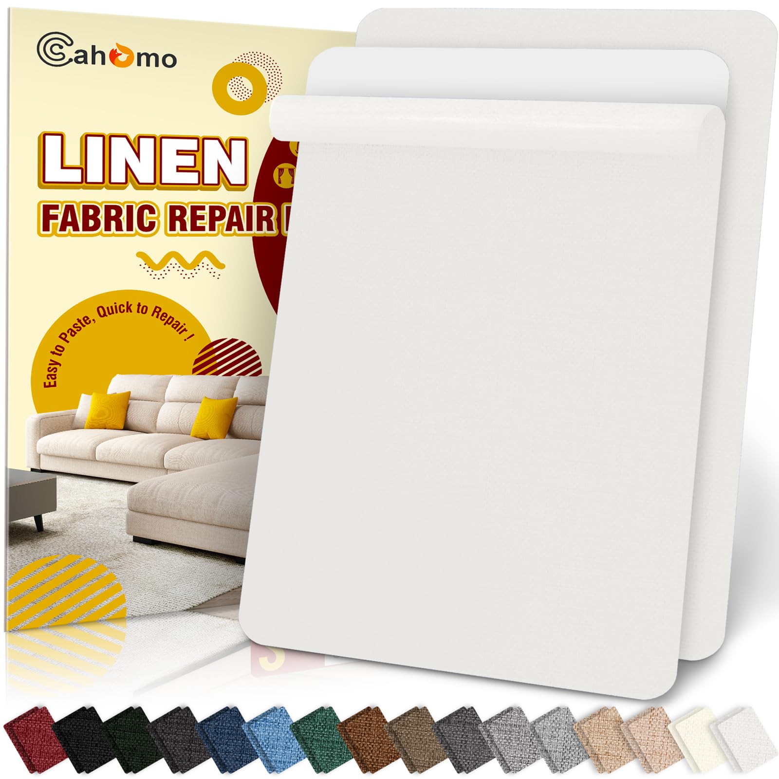 Flicken Selbstklebend Stoff, Cahomo Leinenstoff Patches Selbstklebend, Leinen Reparatur Patches für Sofa, Autositze, Bootssitze, Bürostuhl, Vorhang