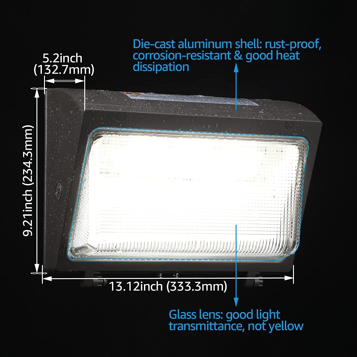LEONLITE 80W LED Wall Pack Light, 10,468LM 5000K, Dimmable, 120-277V, IP65 Waterproof Outdoor Commercial and Industrial Security Lighting Fixture for Shop Warehouses Garage Barn, UL Listed, Pack of 4
