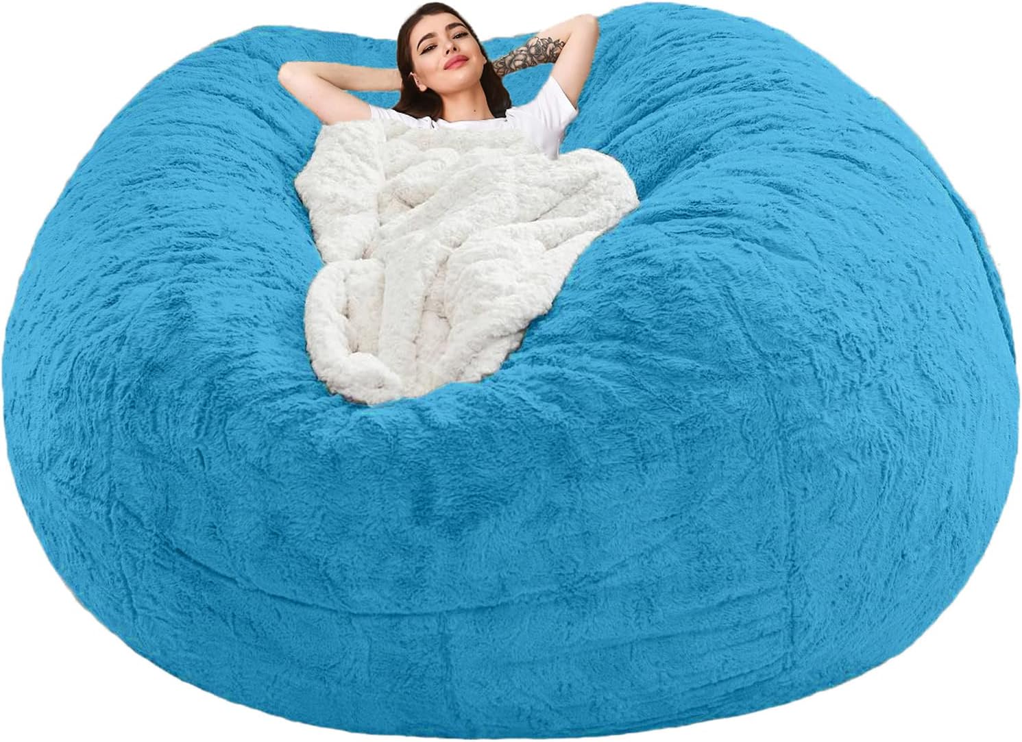 Giant Bean Bag Chair Cover(No Filler),Oversized Round Soft