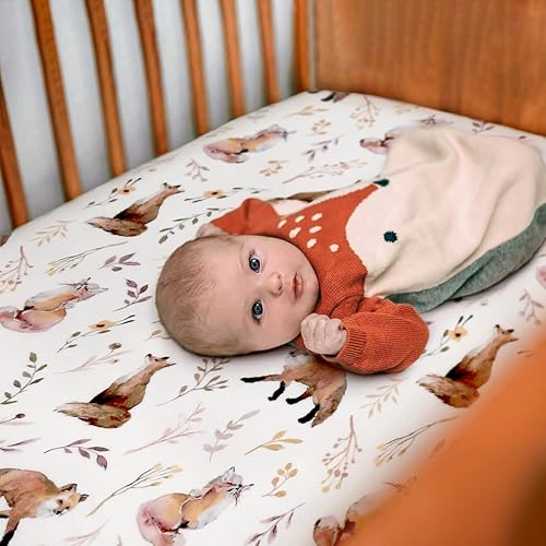 Miniatura 5 de GRSSDER Juego de 1 sábana de muselina suave para cuna, 100% algodón para niños y niñas, se adapta a colchones estándar de cuna de 52 x 28 pulgadas,