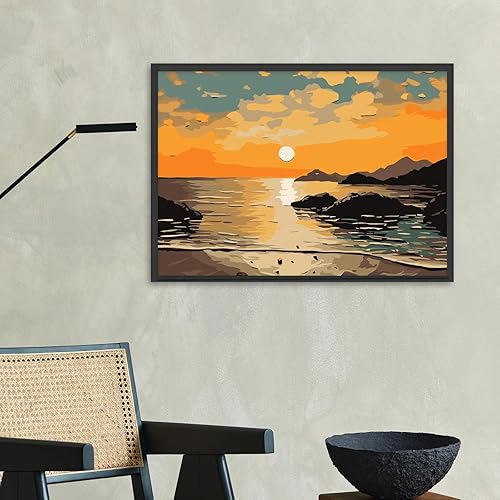 Miniatura 3 de Chilihom Kit de pintura por números para adultos, pintura simple, rosa, con marco, pintura al óleo, pinturas acrílicas para arte de pared, 12 x 16