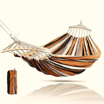Lucario Brazilian Hammock with Hanging Kits, Tree Hammock for Indoor Outdoor Patio Porch Backyard Camping, Cotton Canvas Carrying Bag