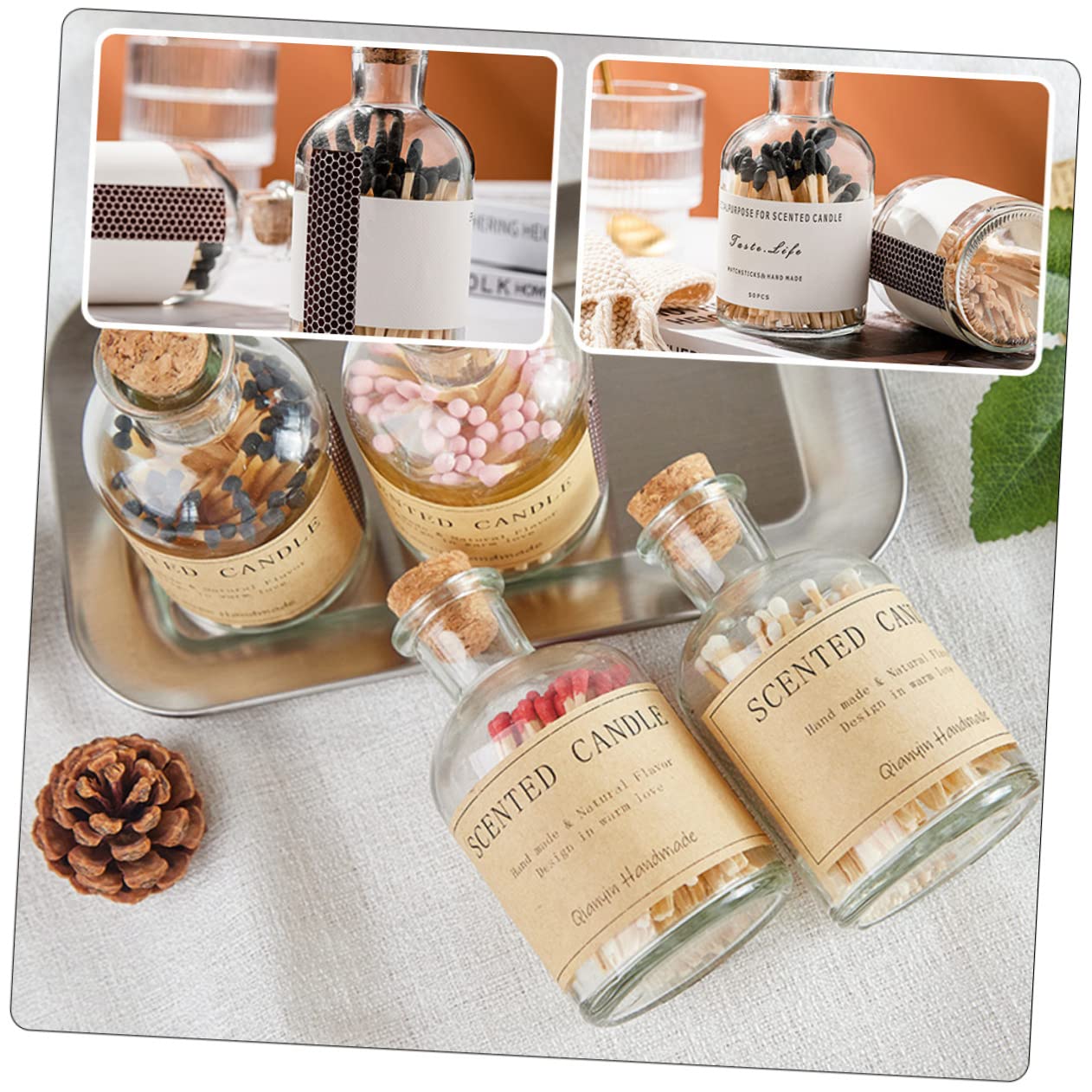 125ml Bottiglia 4 Pezzi Tappo in Legno Campione in Vetro