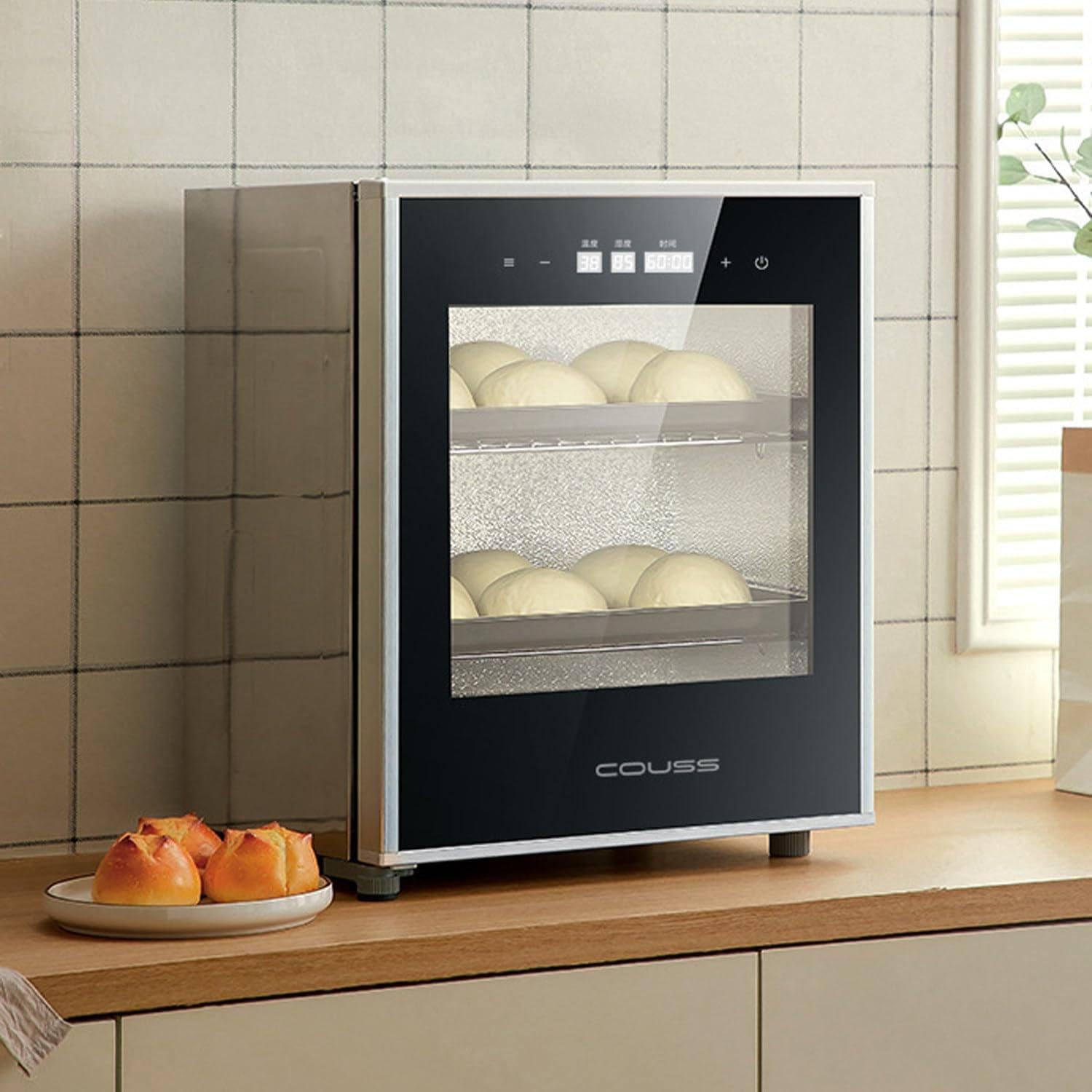 Caja de fermentación para pan casero, máquina de fermentación eléctrica de sobremesa de 40 l, temperatura ajustable de 20 a 50 °C, caja de fermentación de pan de 260 W con control de humedad, par