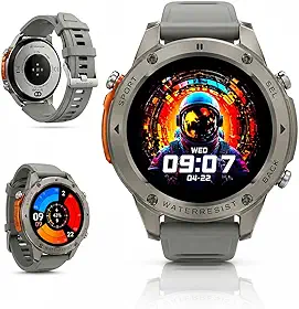 Smartwatch Brave Sport Militar com GPS Duplo, Prova d’Água, Compatível com Strava, Bateria de Longa Duração e Design Robusto – Relógio Inteligente Esportivo (Prata)