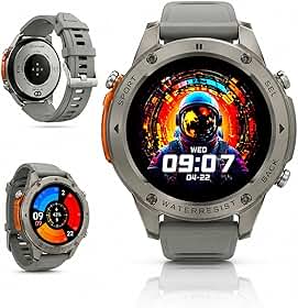 Smartwatch Brave Sport Militar com GPS Duplo, Prova d’Água, Compatível com Strava, Bateria de Longa Duração e Design Robusto – Relógio Inteligente Esportivo (Prata)