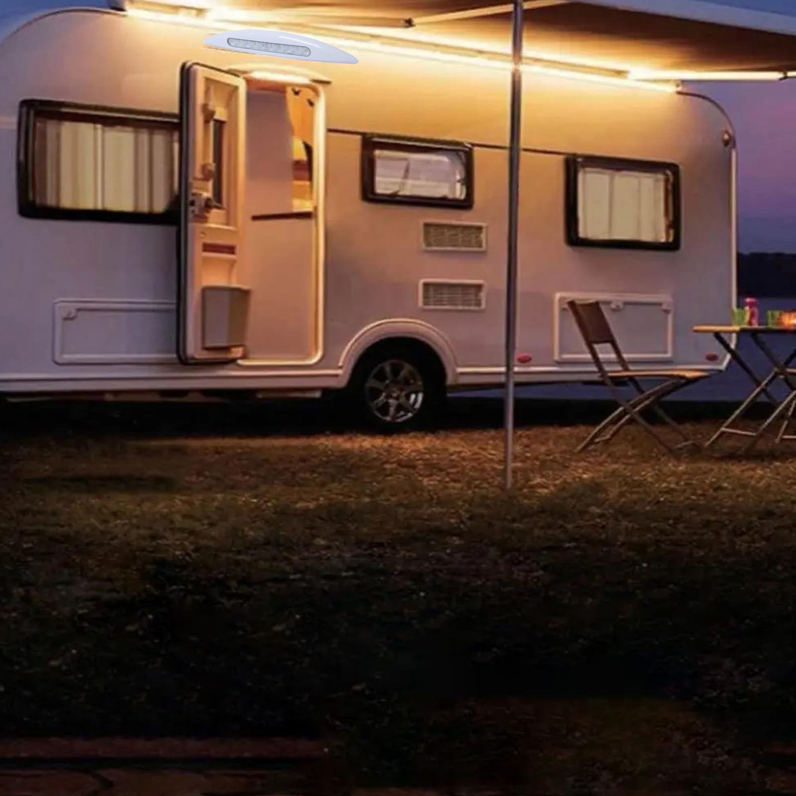 12 V/24 V Tenda da sole Luce LED per Tenda da Portico Campeggio Car Lampada Universale Campeggio Auto Rimorchi Sostituzione Luce Esterna Campeggio Esterno Impermeabile (nero)