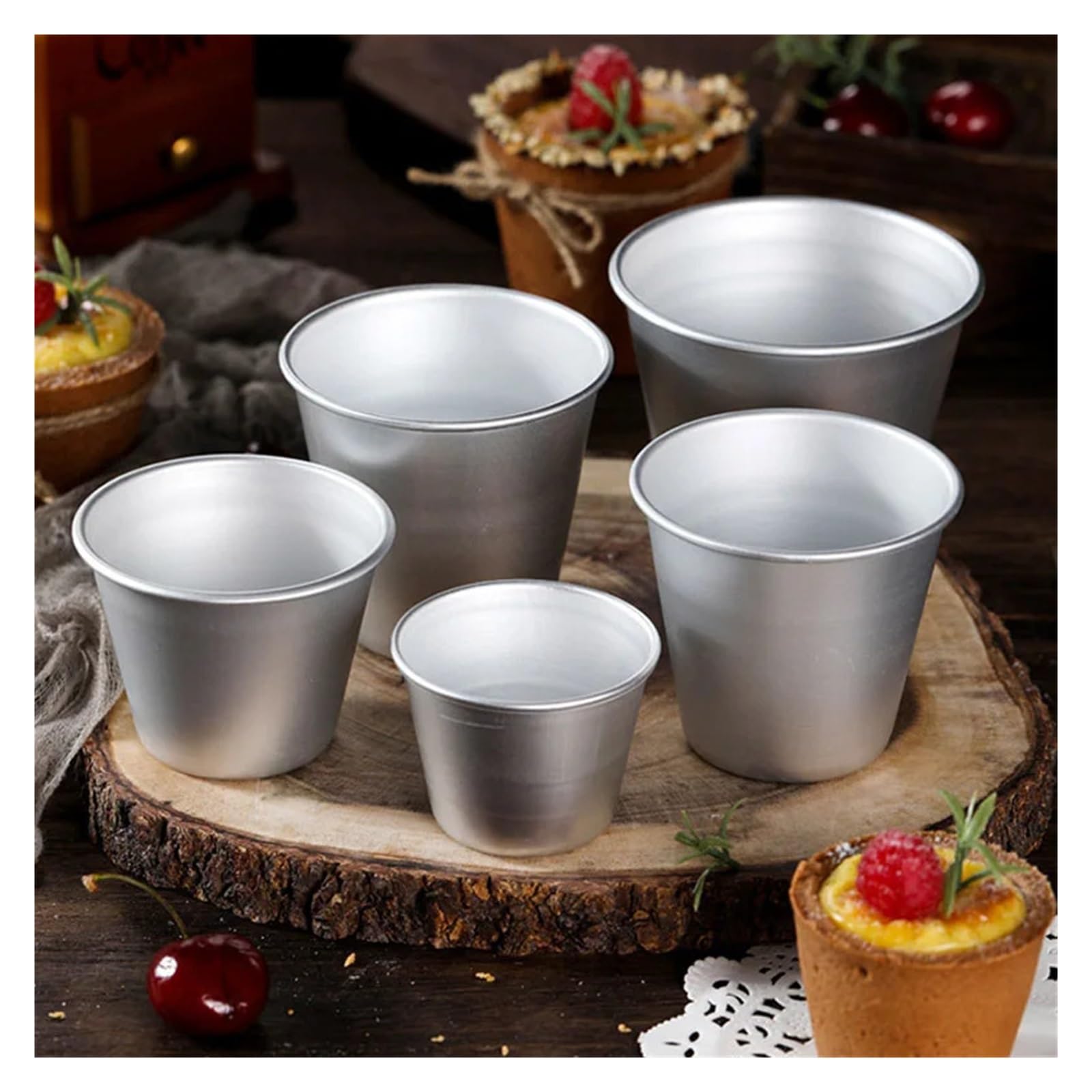 Genérico 10 Uds. De molde for pudín de pastelería tamaño opcional, herramienta decoración, tazas antiadherentes for hornear, pastel aluminio y Metal(M)