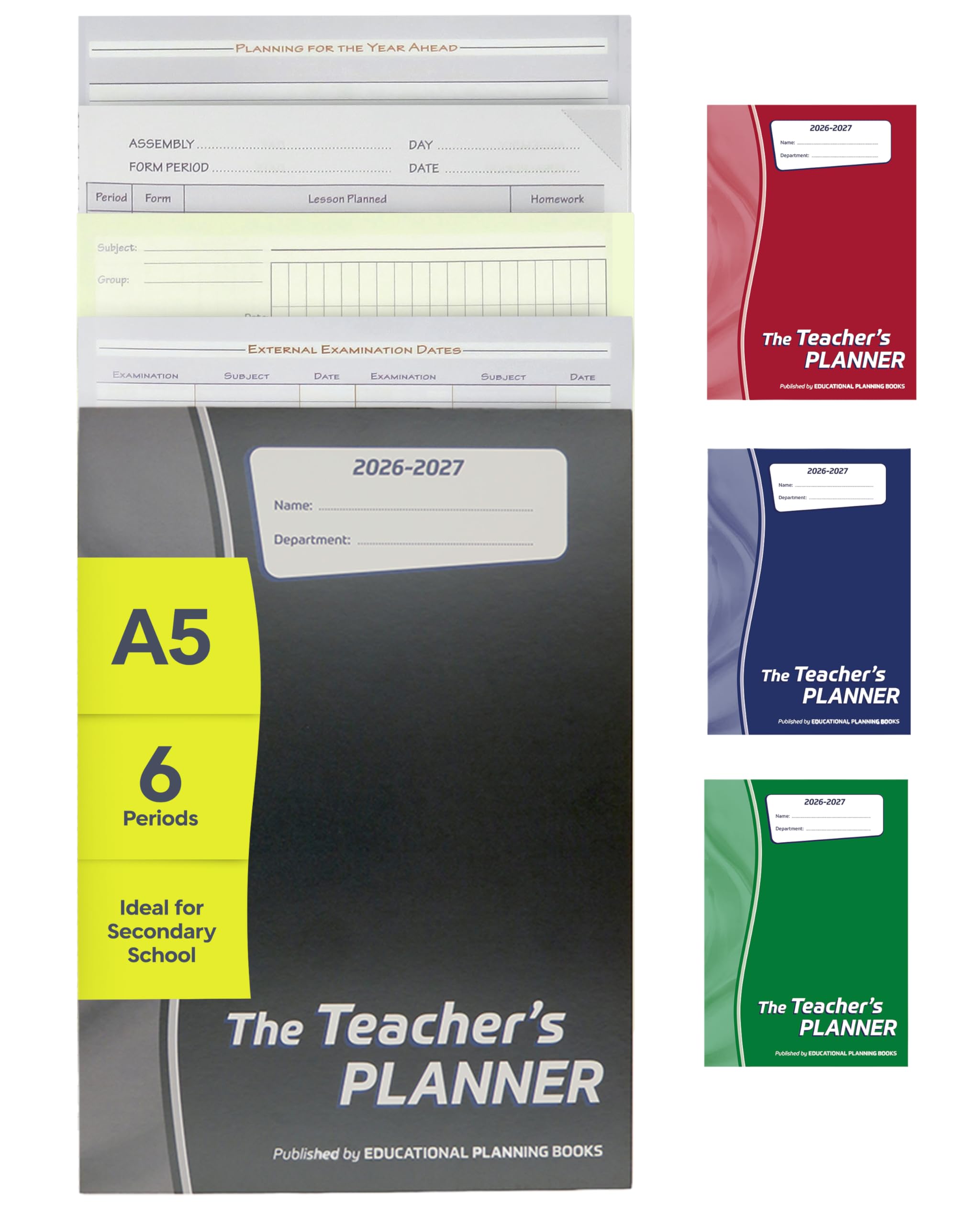 Educational Planning Books - The Teachers Planner 2026-2027 for Secondary School (Loose Leaf) – A5 – Six Period Day – Page-a-Day & Undated – Pages for Year Planning, Exams, Marking and more (TP10)