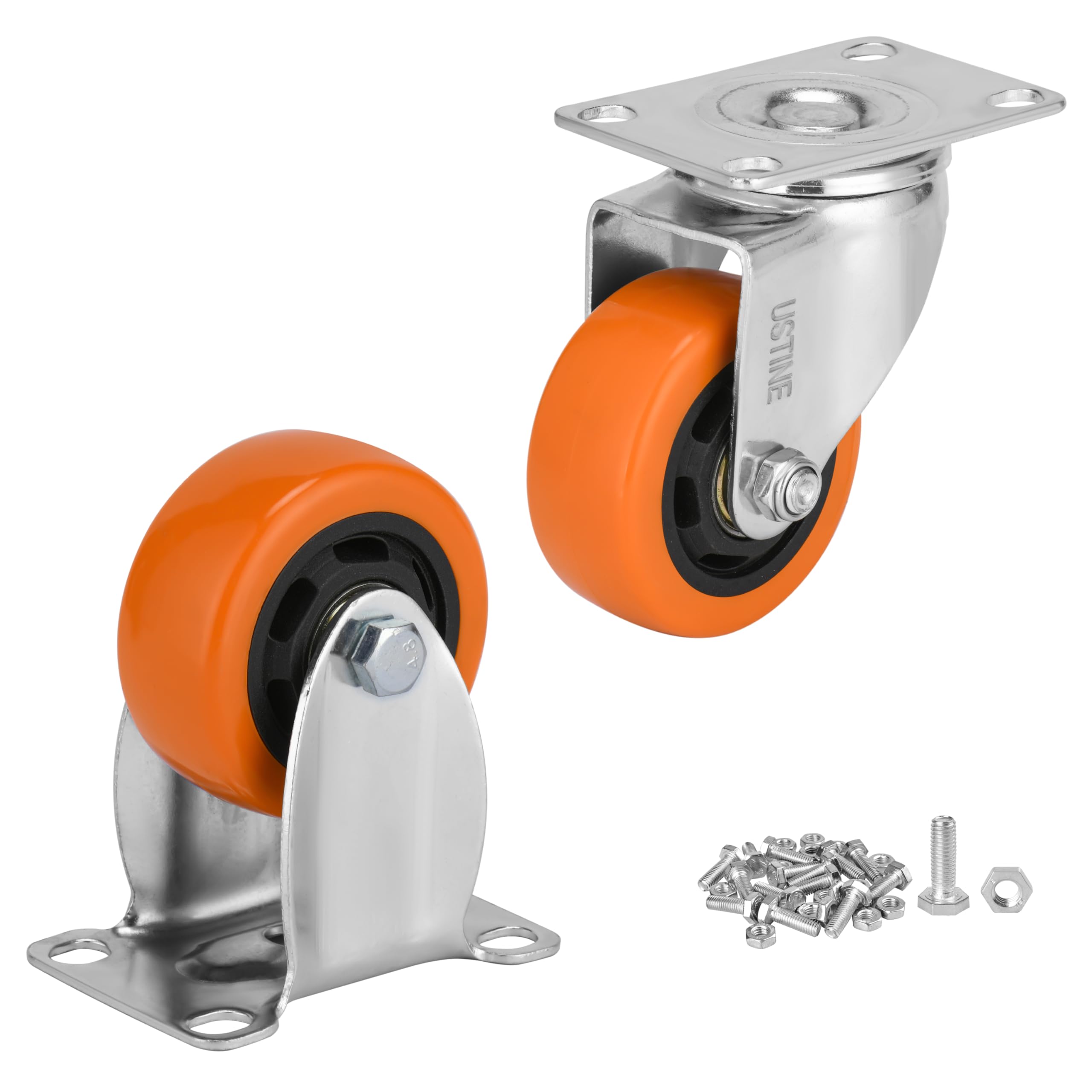 Set di 4 ruote piroettanti da 3 pollici (2 fisse, 2 girevoli), ruote piroettanti a 360 gradi con cuscinetti a sfera, portata 1800 libbre, ruote per mobili, banco da lavoro, carrello, carrello