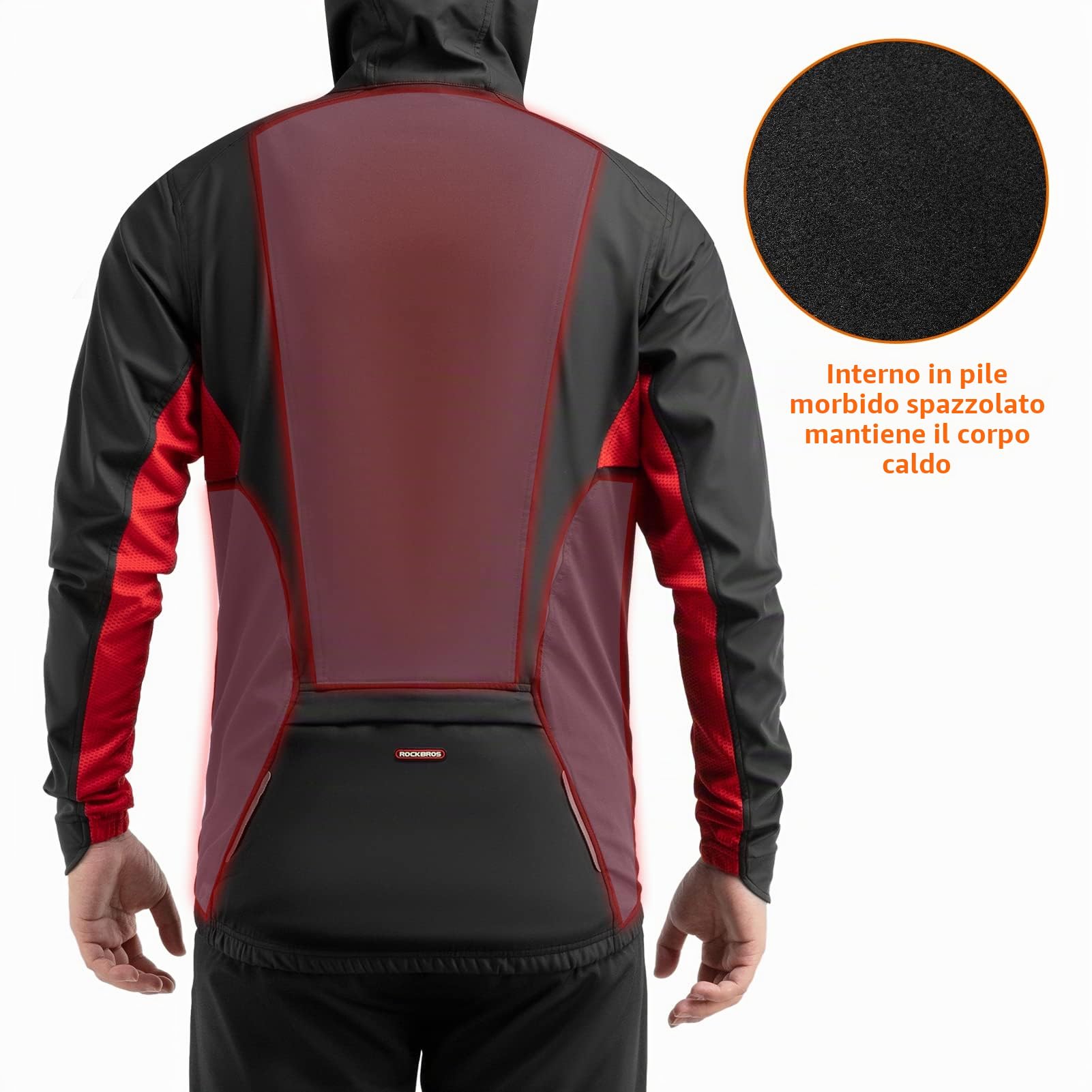 ROCKBROS Giacca Invernale Uomo Sportivo, Giubbotto a Vento Softshell, Giacca Antivento Termico con Cappuccio, per Sport Running Ciclismo Lavoro Escursionismo Trekking, Uomo Donna, M-4XL