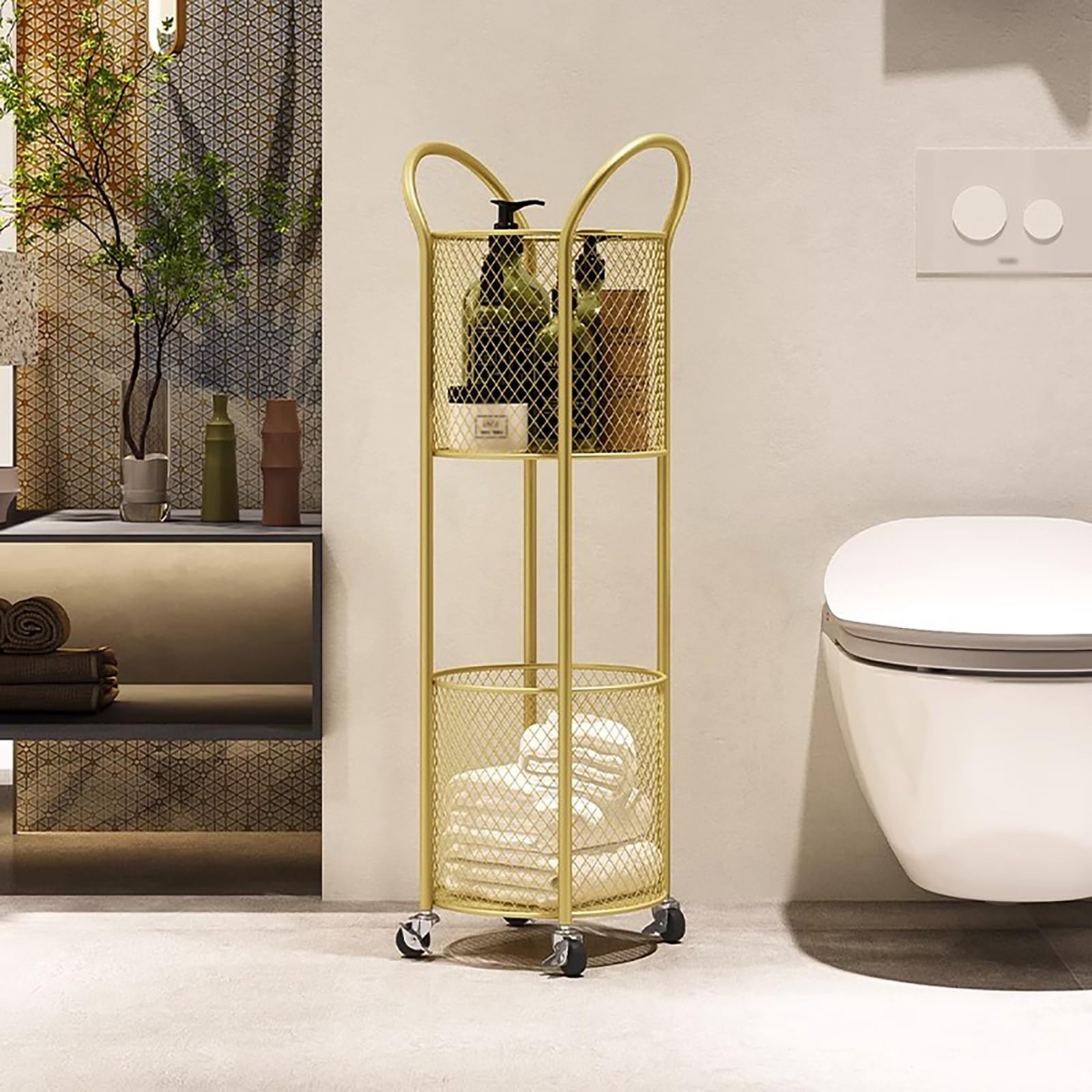 Cesto portabiancheria con manici, doppio cesto per organizzare i vestiti sporchi, soluzione resistente ed elegante