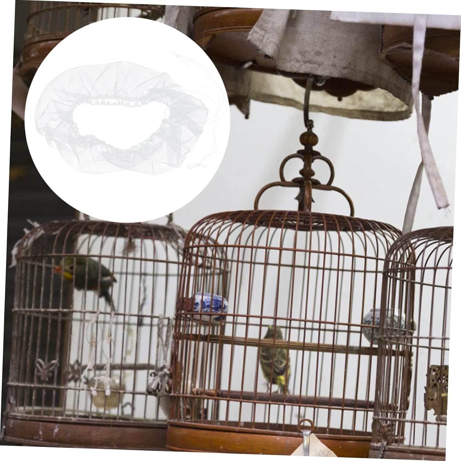 VANZACK 5pcs Cage Nylon Mesh Cover Breathable for Parakeet Parrot Cages Elastic Design to Prevent Splashes Easy to Clean