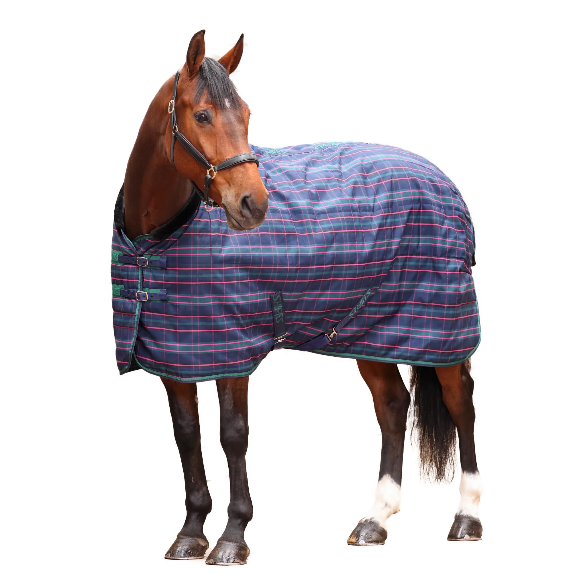 Shires Tempest Plus 100 Stable Rug - Navy Tartan 6ft0