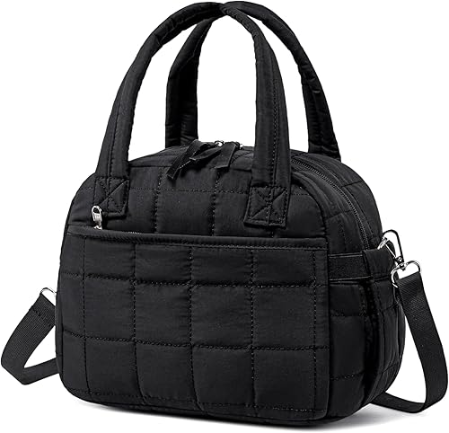 LEDAOU Lonchera para mujer, lonchera acolchada con correa ajustable, aislada, reutilizable, para el trabajo, escuela, picnic, viajes (negro)