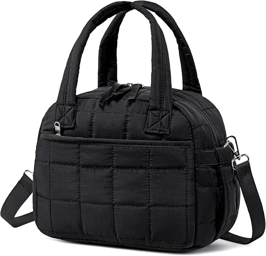 LEDAOU Quilted Insulated Lunch Bag for Women, 9L Puffy Lunch Tote with Adjustable Shoulder Strap, Reusable Water-Resistant Lunch Box for Work, School, Picnic & Travel