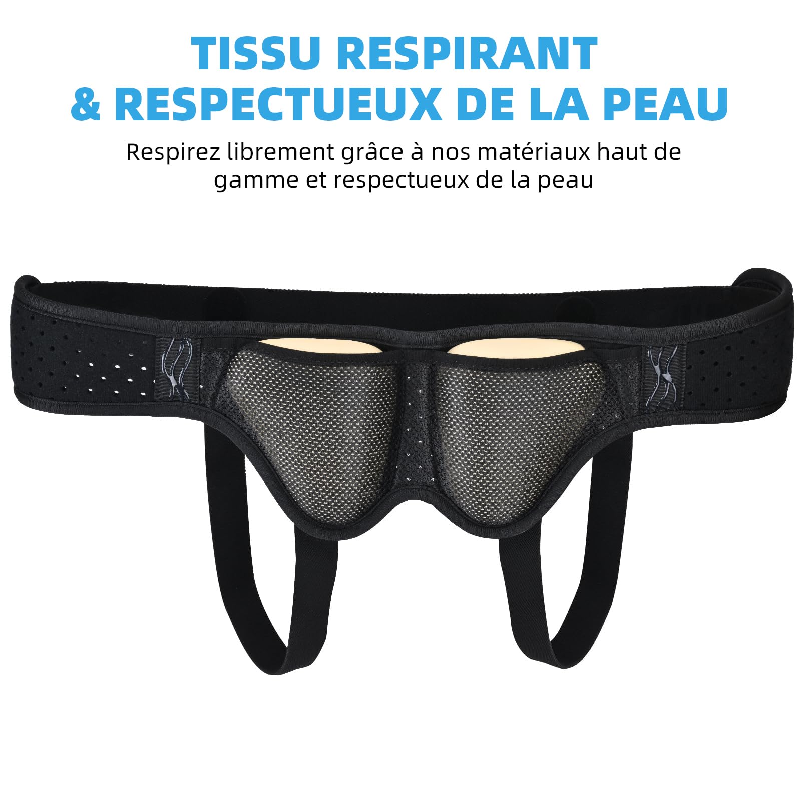 Tenbon Ceinture herniaire pour homme et femme Ceinture herniaire réglable flexible Soutien herniaire Soulagement de la douleur avec 2 coussinets de compression amovibles Hernie gauche et droite (M)