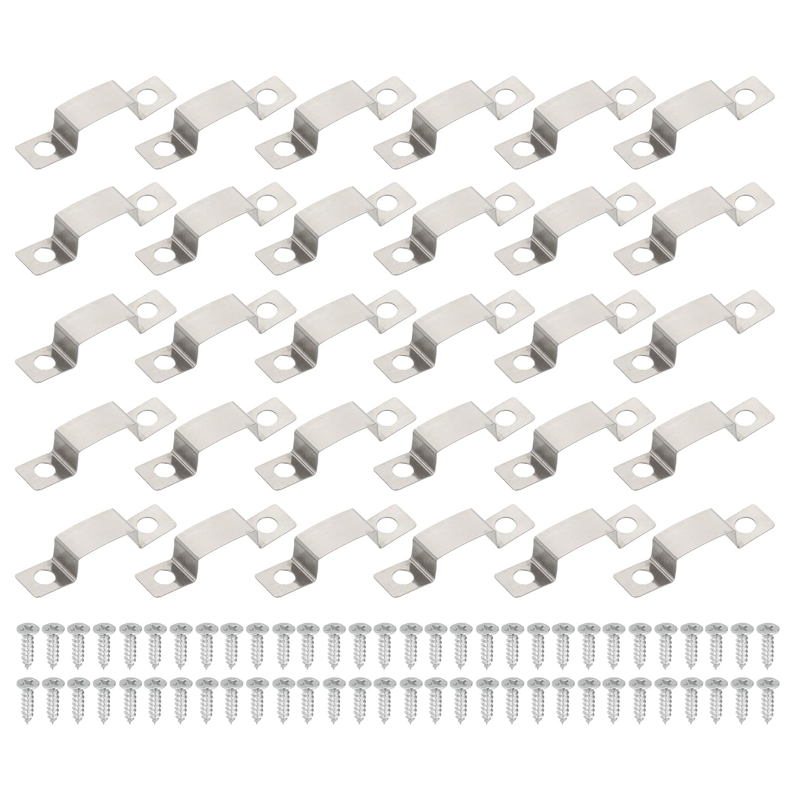 PATIKIL LED Strip Clips, 40pcs Stainless Steel Mounting Brackets Fixing Clip Clamp Support Holder with Screws for 14mmx6mm LED Strip Lighting Cable