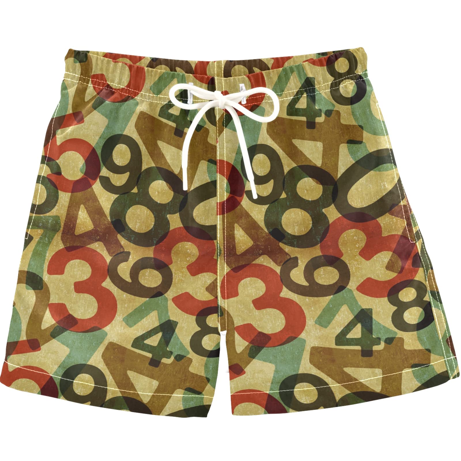 visesunny Vintage Numbers Set Swim Trunks Boys Toddler Bathing Suits for Kids Swimwear Baby Boy Swimsuit Boys Swim Shorts Multi