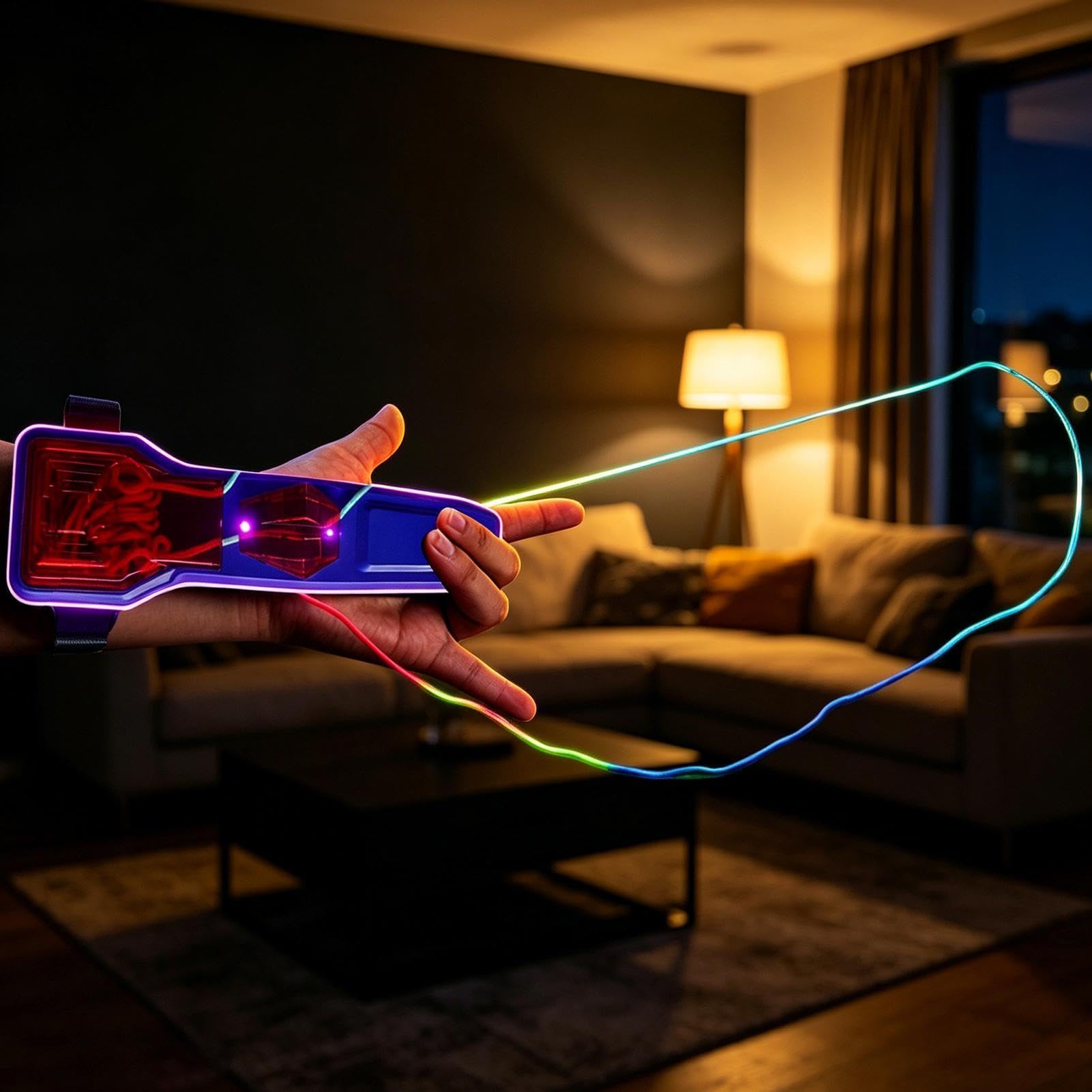 Klassisches Seilwerfer, leuchtet im Dunkeln, mit automatischem einziehbarem Kabel für Kinder und Erwachsene, fliegt ein Laze von Seilen in die Luft für endlose Tricks und Spaß