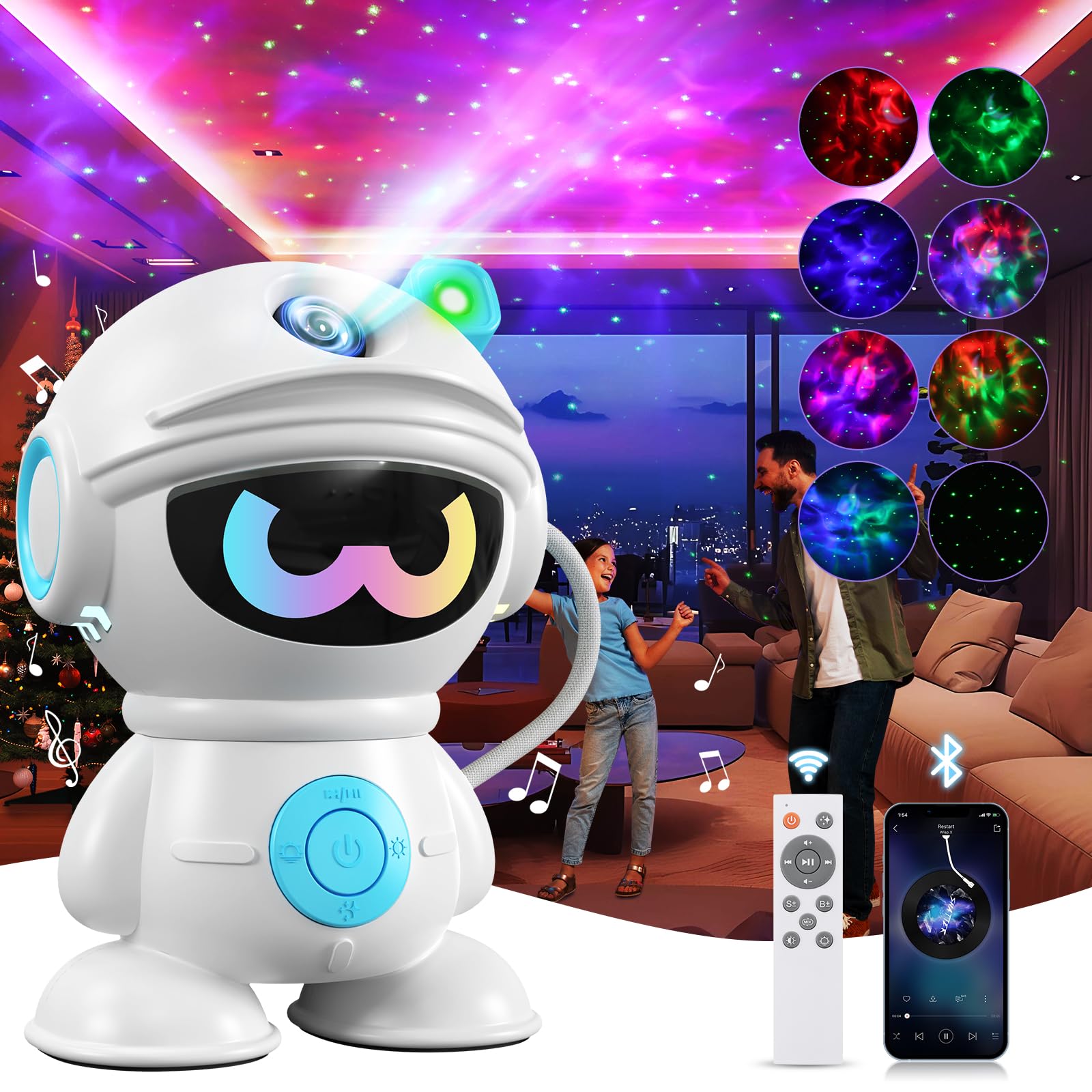 Proyector Estrellas con Diseño de Baseball, Lámpara de Galaxia con Altavoz y Control Remoto, Proyector de Cielo Estrellado para Techo, Regalo ldeal para Niños y Adultos (Azul)