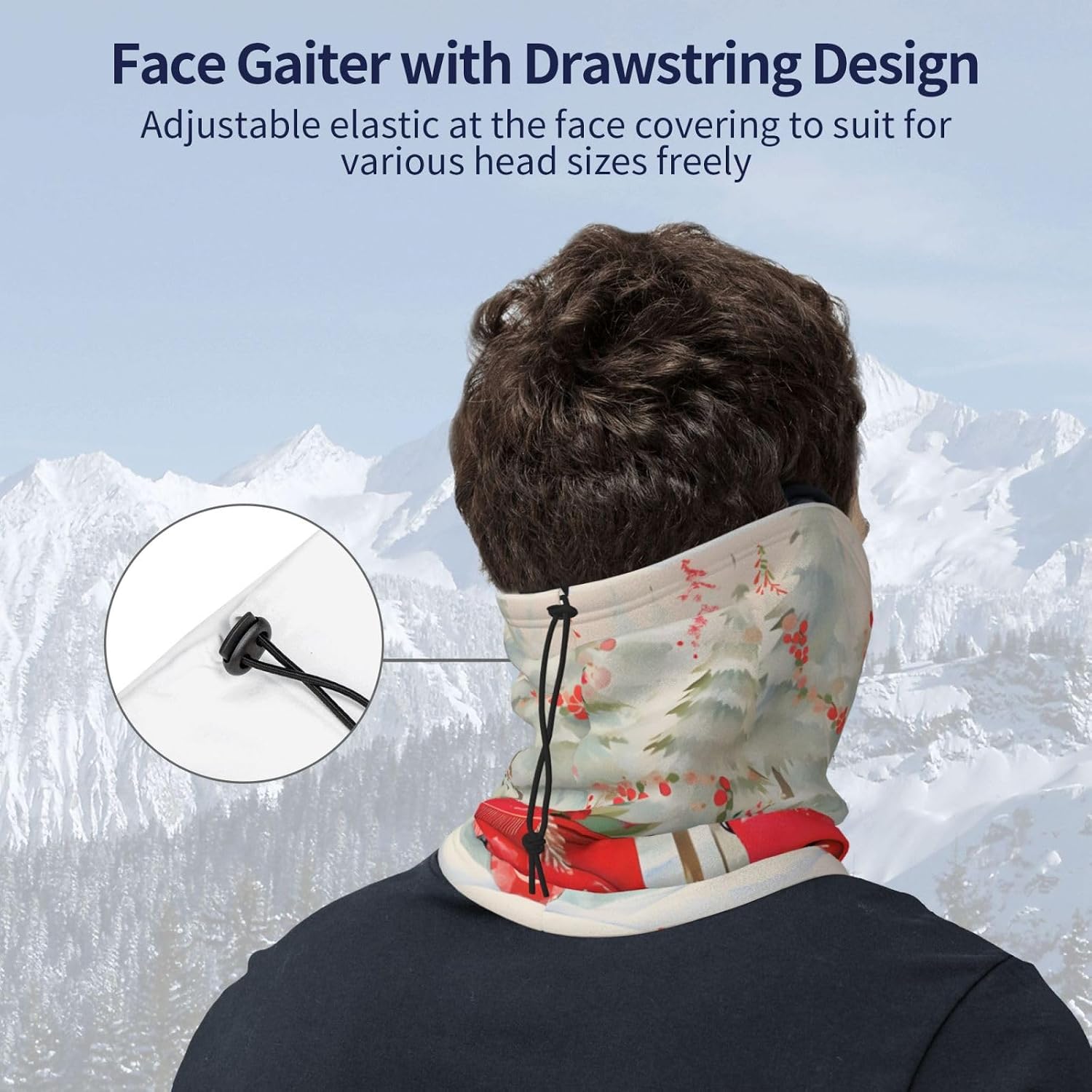 Winter Face Mask Elastic Headband Cold Weather Neck Warmer for Men Women, Christmas Red Truck Adjustable Neck Gaiter