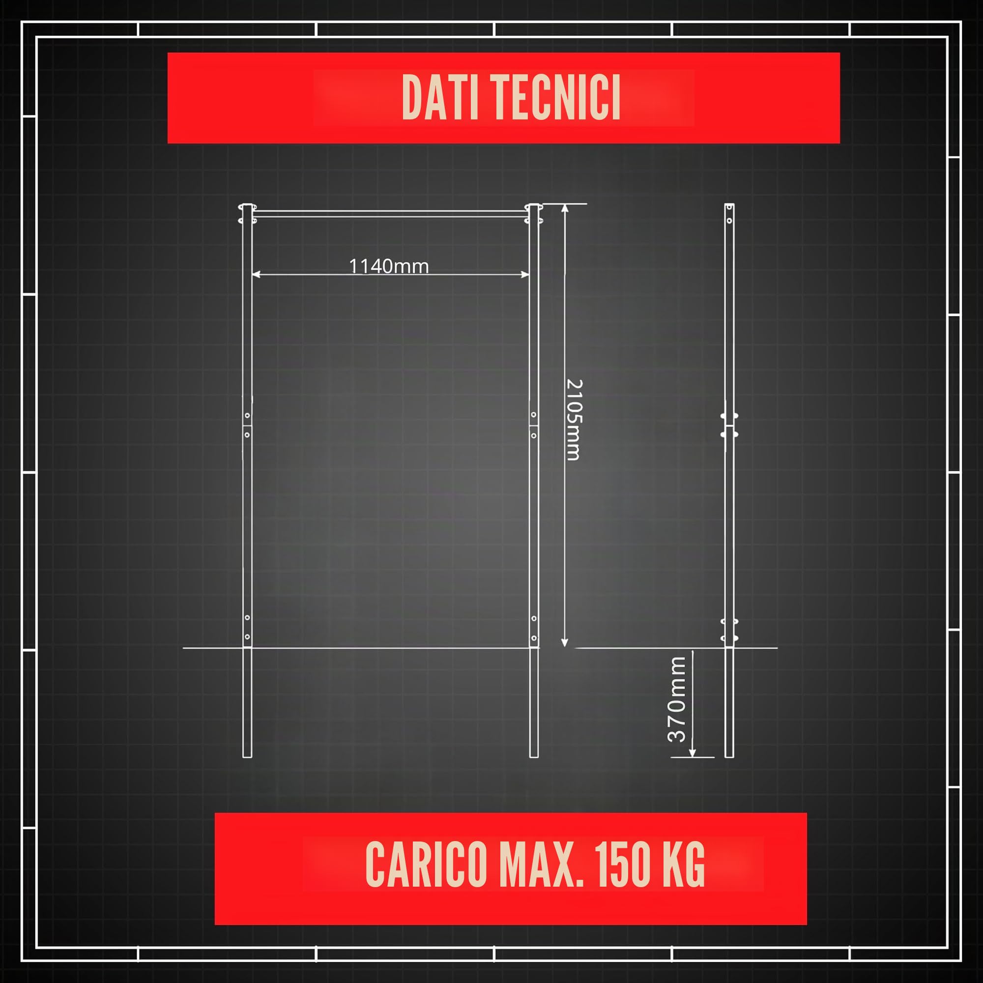 K-Sport: Barra trazioni da parete caricabile fino a 150 kg per pull-up, fissa e per esterni I Sbarra trazioni e dip resistente I Torre per pull-up I fitness professionale per il giardino, E-Book incl.