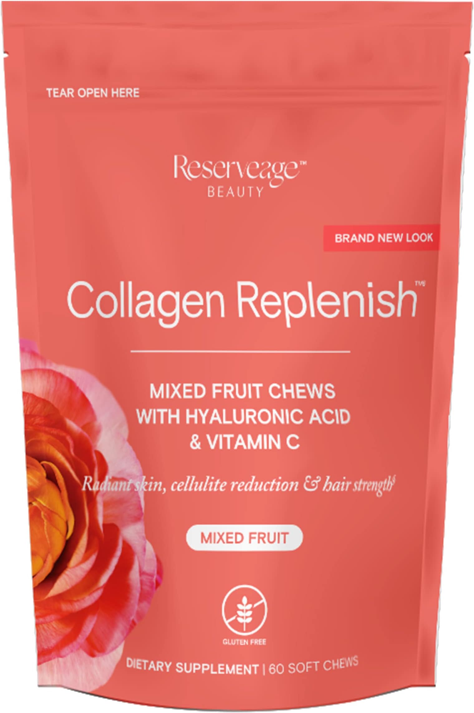 Reserveage Nutrition Collagen Replenish Chews, Supplement for Skin Care and Hair Growth, Supports Collagen and Elastin, Nail Care Supplement, 60 Soft Chews (20 Servings)