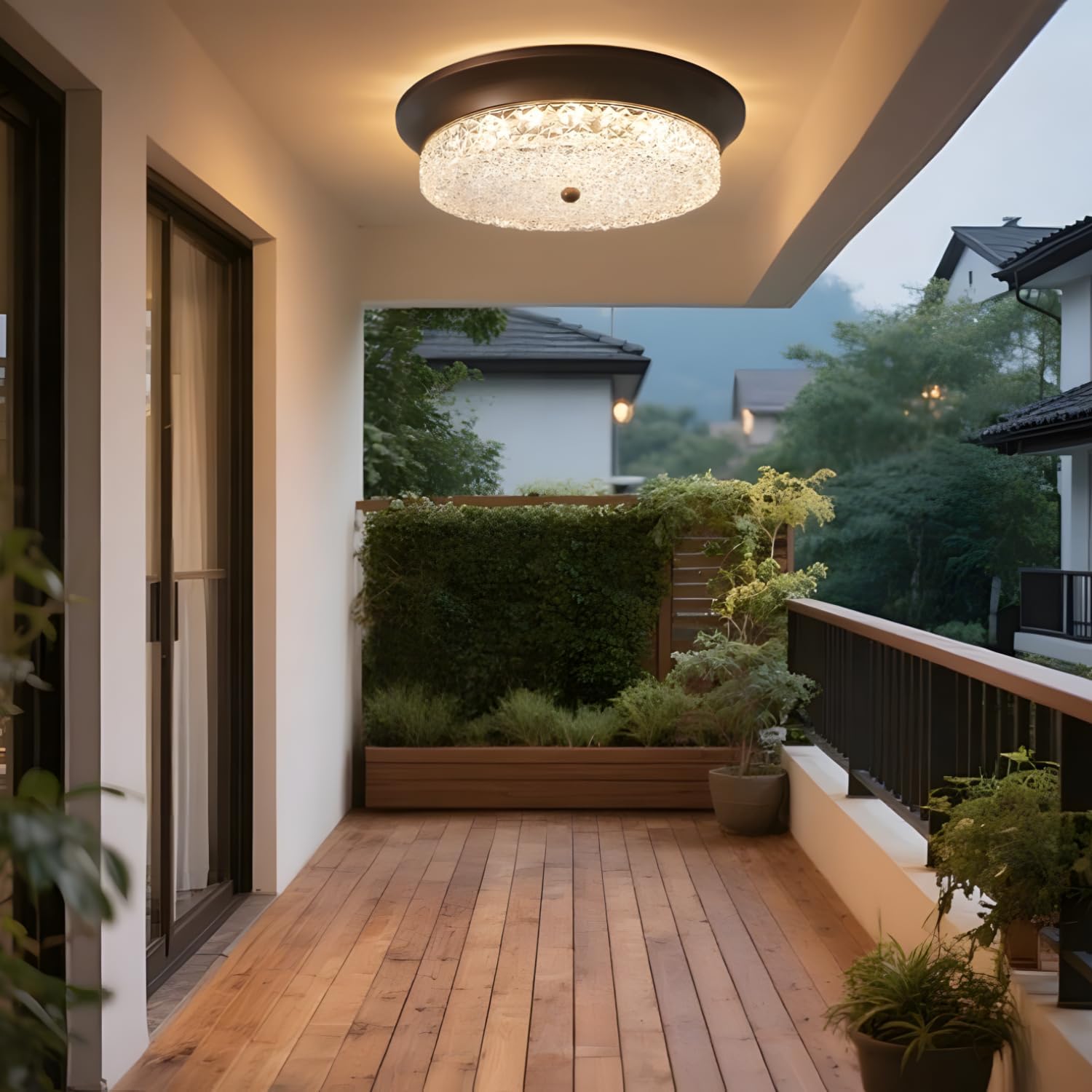 Bofea-Mid Century Flush Mount Ceiling Light with Oil Rubbed Bronze Finish,14.96 in Schoolhouse Light Fixture Modern Round Low Profile Ceiling Lights Glass Ceiling Lamp for Bedroom Kitchen Hallway. (A)