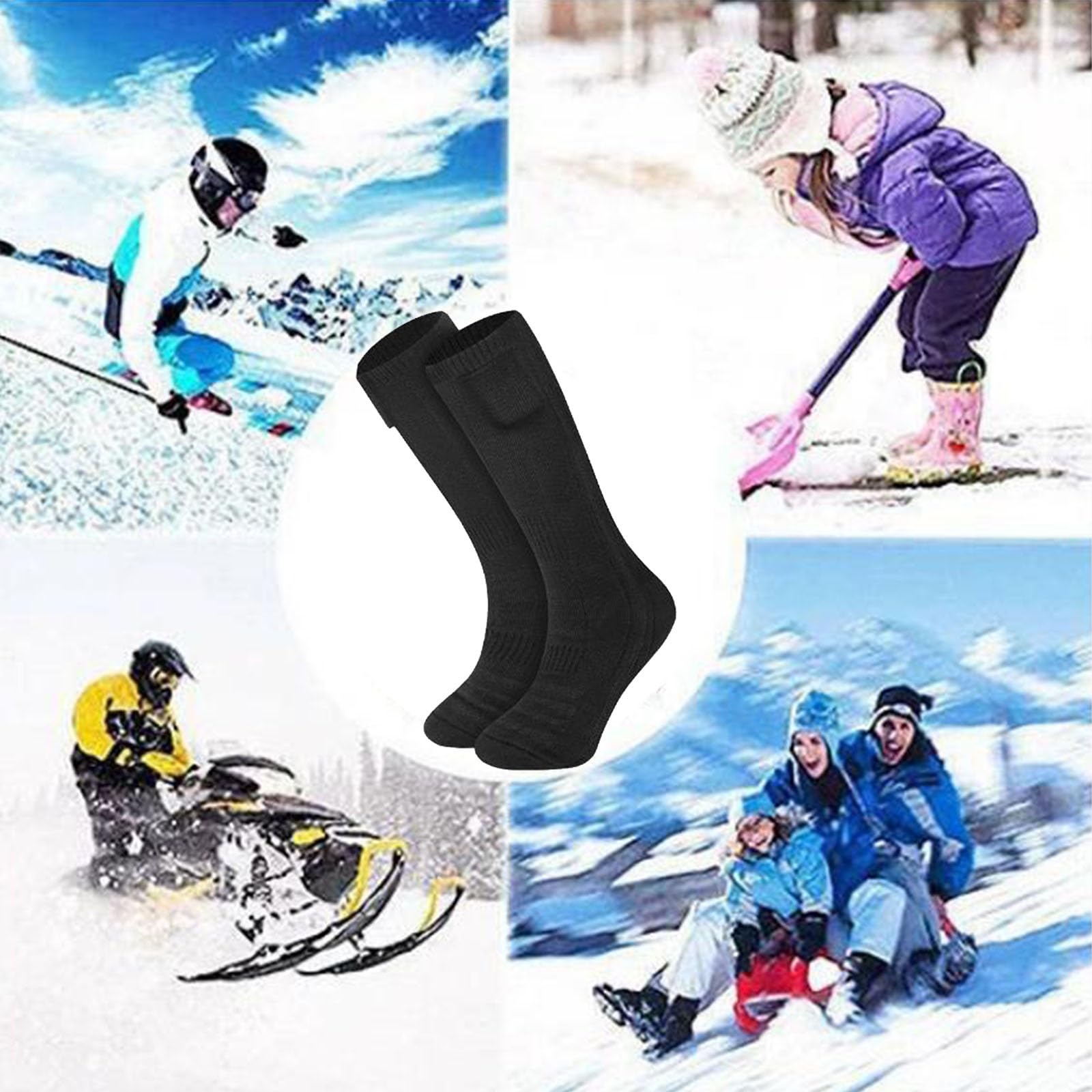 Calze Riscaldate a Batteria per Uomo e Donna, 2×4000mAh Calze Termiche Ricaricabili, 3 Livelli di Riscaldamento, per Sci, Inverno, Caccia, Campeggio